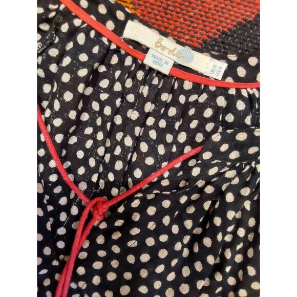 Boden Women's Bohemian Style Black Polka Red/Cream Scroll Bottom Top. Size 4 - Picture 12 of 12